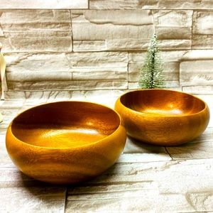 Hibiscus teal wood bowls 2 piece